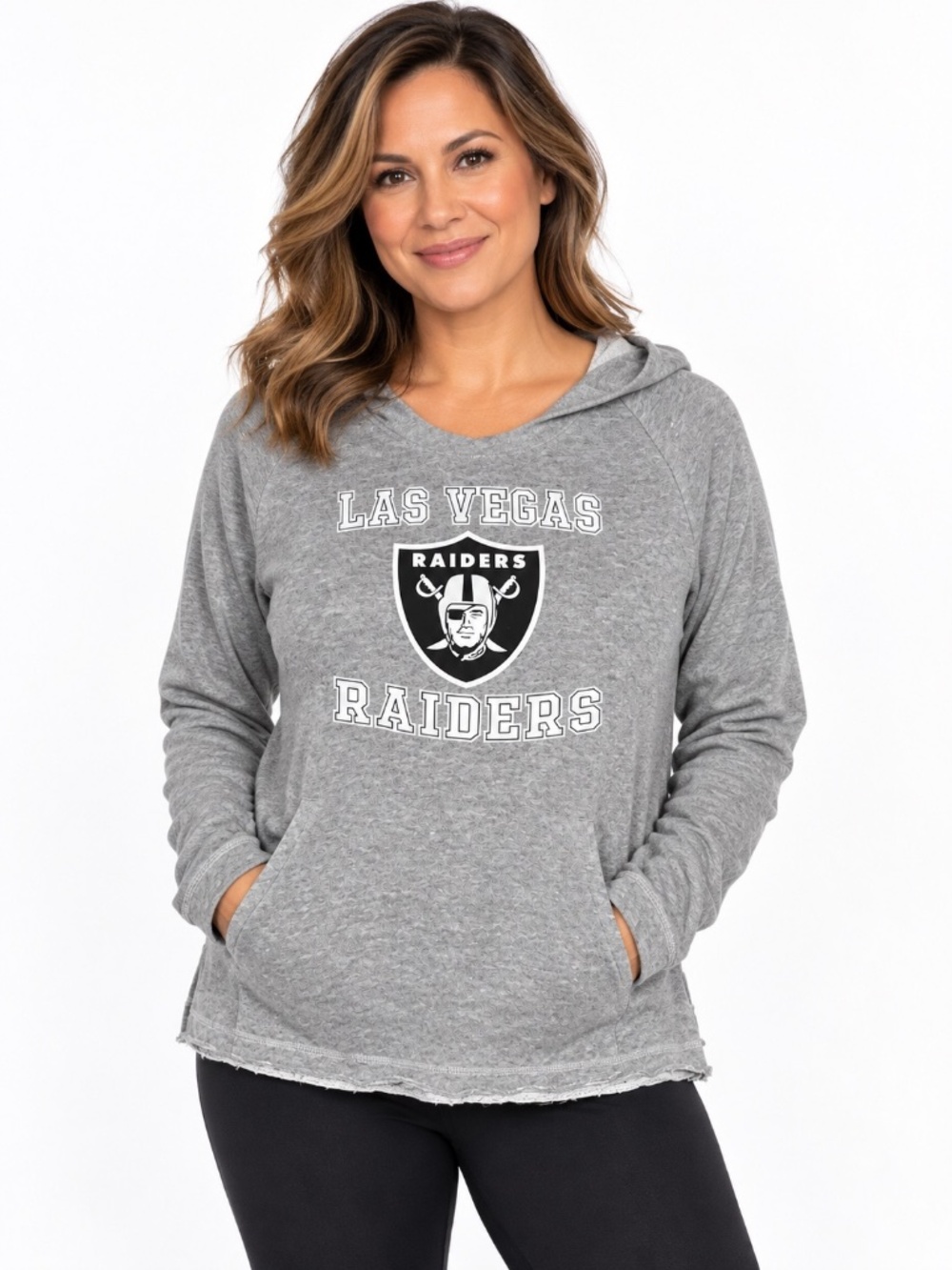 Women’s NFL Las Vegas Raiders Gray Hooded Sweatshirt Hoodie L